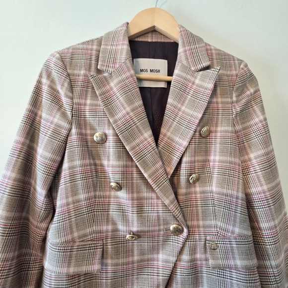 Mos Mosh Beliz Fara Double Breasted Feminine Blazer Vintage Rose Check Size XS. - Picture 6 of 15